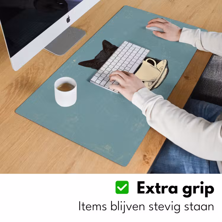 Bureau onderlegger - Kat - Zwart - Koffie - Minimalistisch — 5