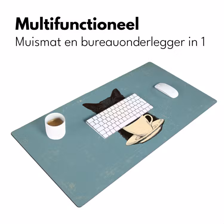 Bureau onderlegger - Kat - Zwart - Koffie - Minimalistisch — 6