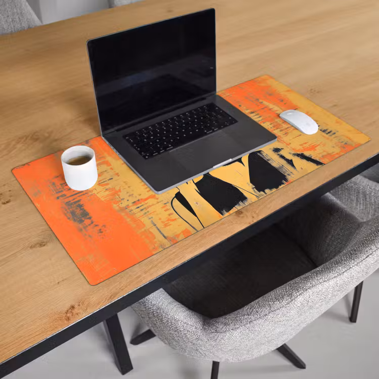 Bureau onderlegger - Retro - Vrouw - Koptelefoon - Oranje — 2