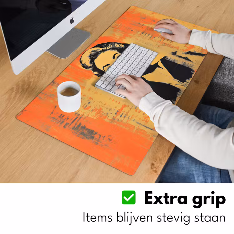 Bureau onderlegger - Retro - Vrouw - Koptelefoon - Oranje — 5