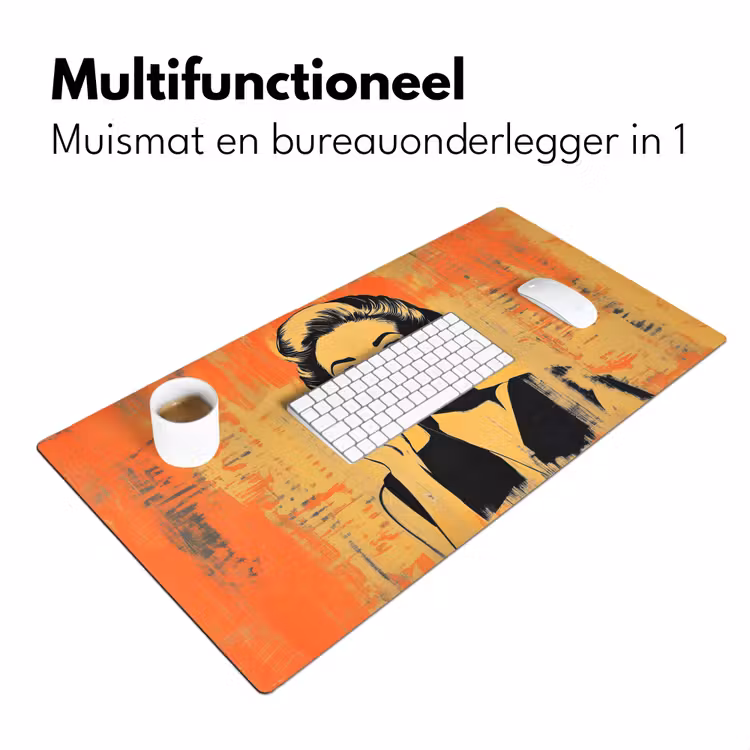 Bureau onderlegger - Retro - Vrouw - Koptelefoon - Oranje — 6