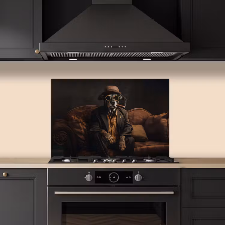 Spatscherm keuken - Hond - Sigaar - Hoed - Pak — 2