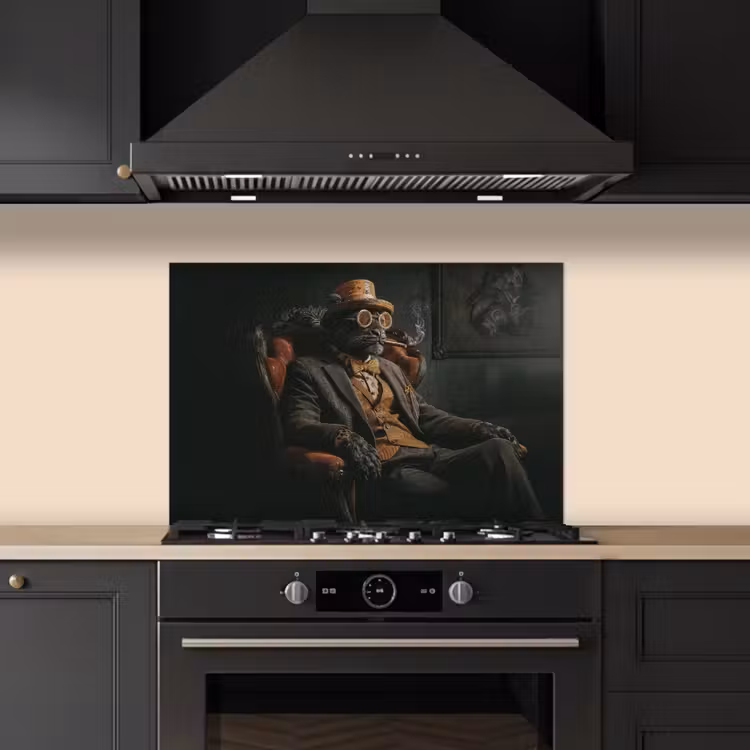 Spatscherm keuken - Kat - Pak - Oranje - Sigaar — 2