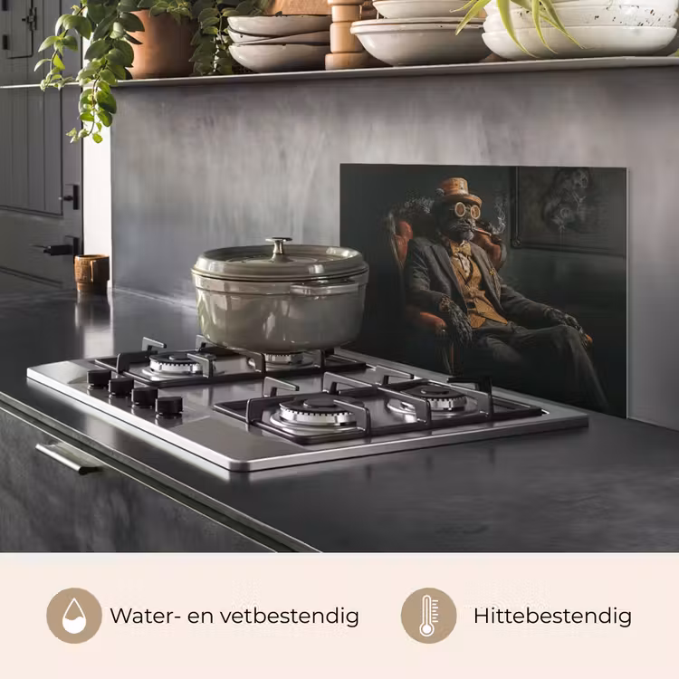 Spatscherm keuken - Kat - Pak - Oranje - Sigaar — 7