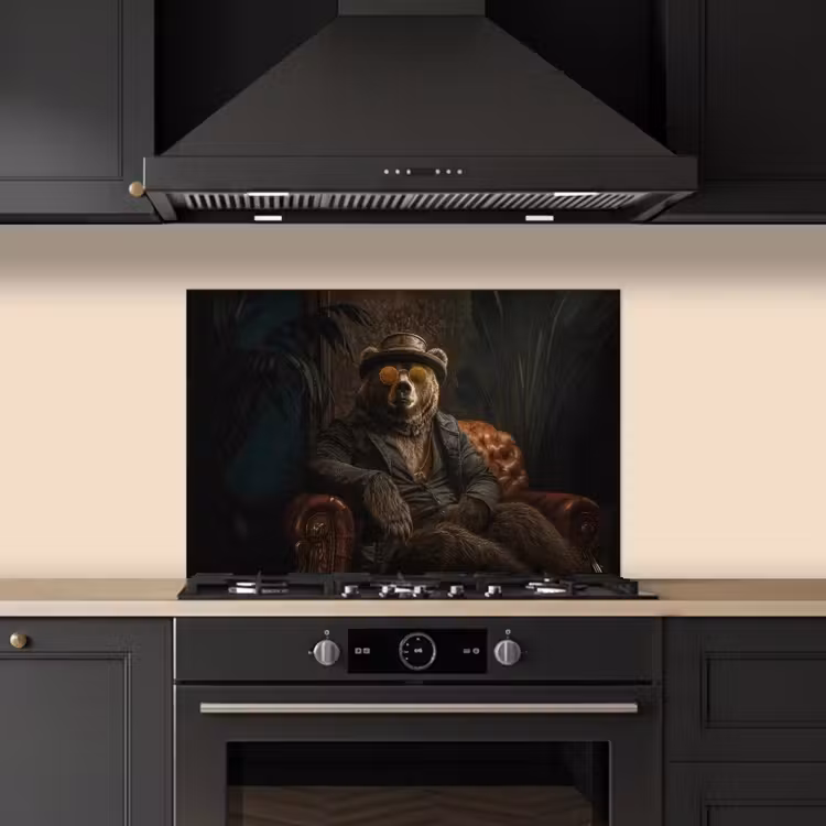 Spatscherm keuken - Beer - Bruin - Pak - Hoed — 2