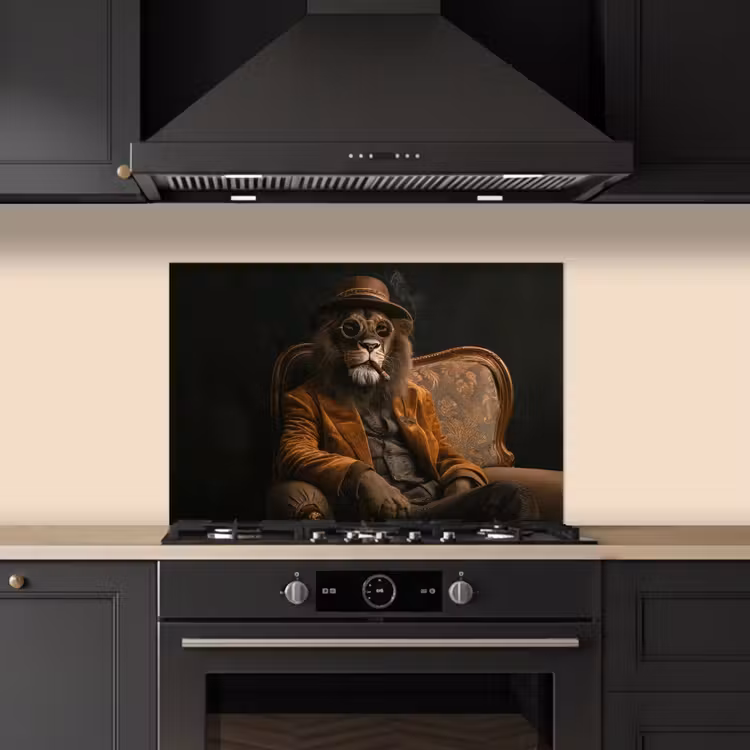 Spatscherm keuken - Bril - Leeuw - Bank - Hoed — 2