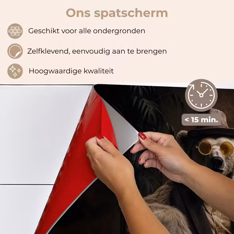 Spatscherm keuken - Ijsbeer - Hoed - Bril - Stoel — 4