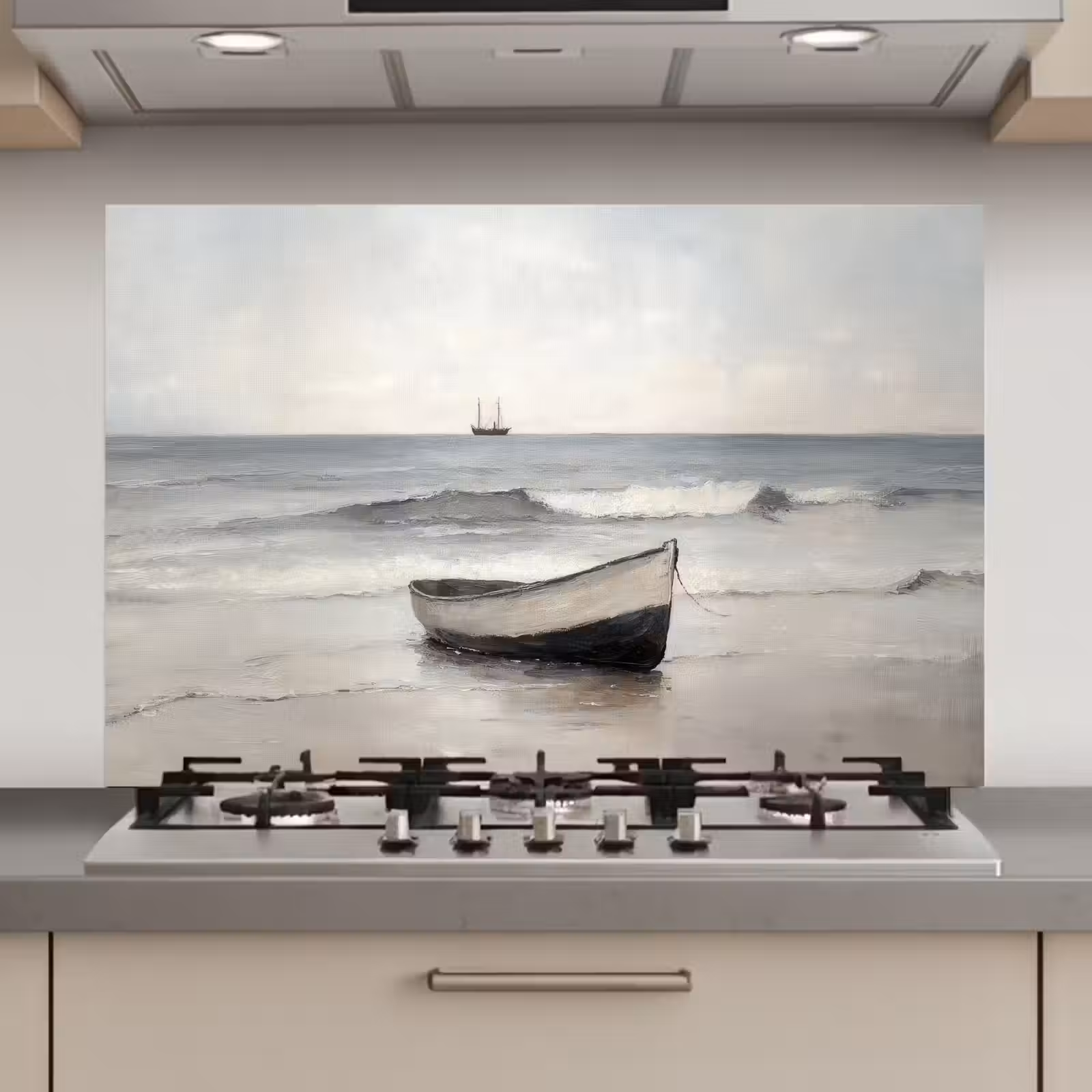 Spatscherm keuken - Roeiboot - Zee - Horizon — 1