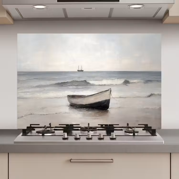 Spatscherm keuken - Roeiboot - Zee - Horizon — 1