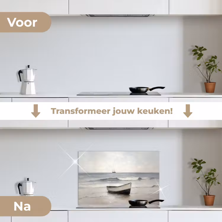 Spatscherm keuken - Roeiboot - Zee - Horizon — 3