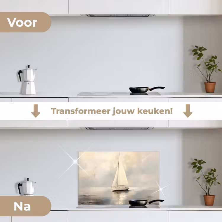 Spatscherm keuken - Zeilschip - Zee - Bewolkt — 3