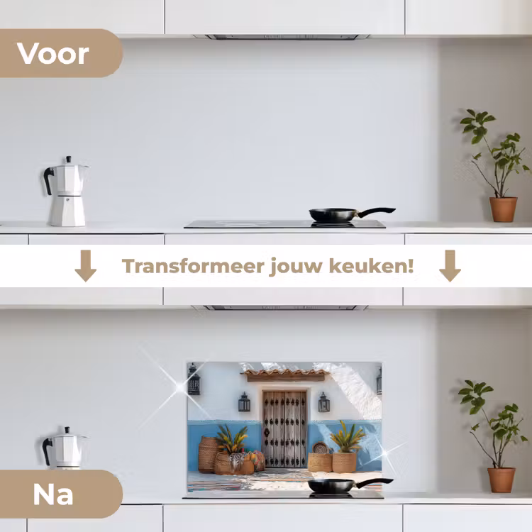 Spatscherm keuken - Deur - Manden - Planten — 2