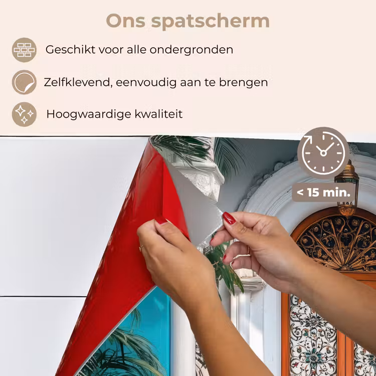 Spatscherm keuken - Zuilen - Sierlijke - Deur - Blauw — 3