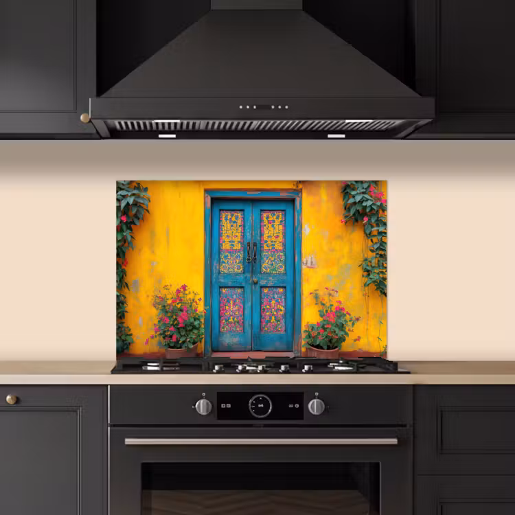 Spatscherm keuken - Deuren - Kleurrijk - Planten — 1