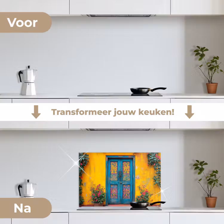 Spatscherm keuken - Deuren - Kleurrijk - Planten — 2