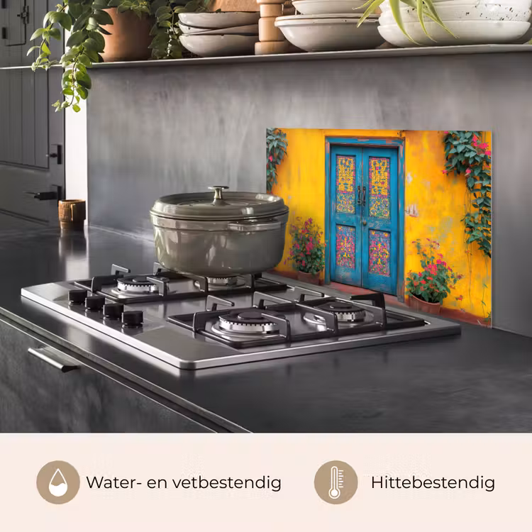 Spatscherm keuken - Deuren - Kleurrijk - Planten — 6