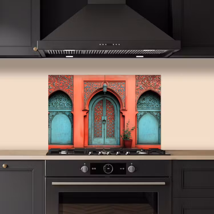 Spatscherm keuken - Lantaarn - Deur - Turquoise — 1