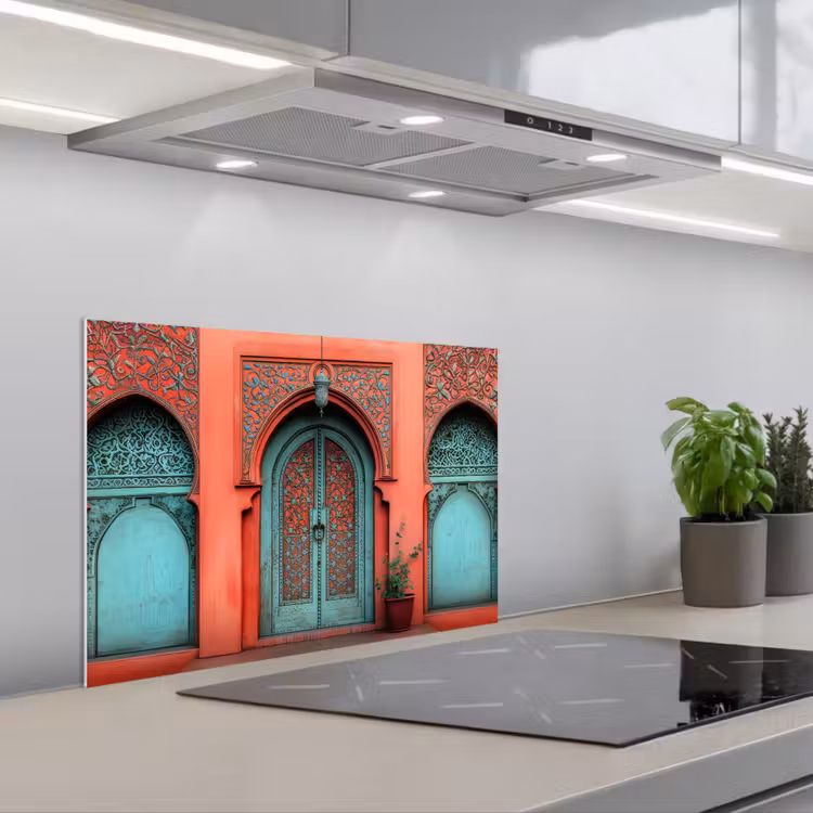 Spatscherm keuken - Lantaarn - Deur - Turquoise — 4