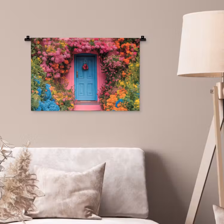 Wandkleed - Bloemen - Deur - Roze — 2