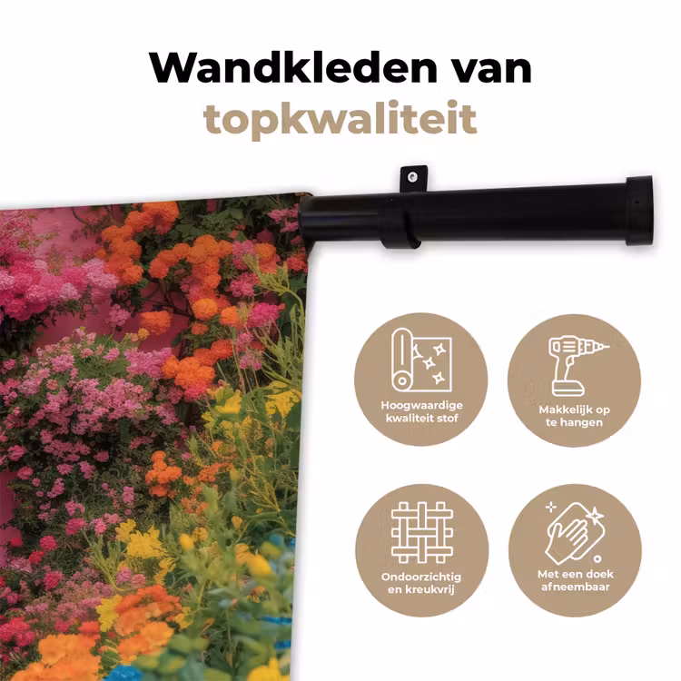 Wandkleed - Bloemen - Deur - Roze — 3