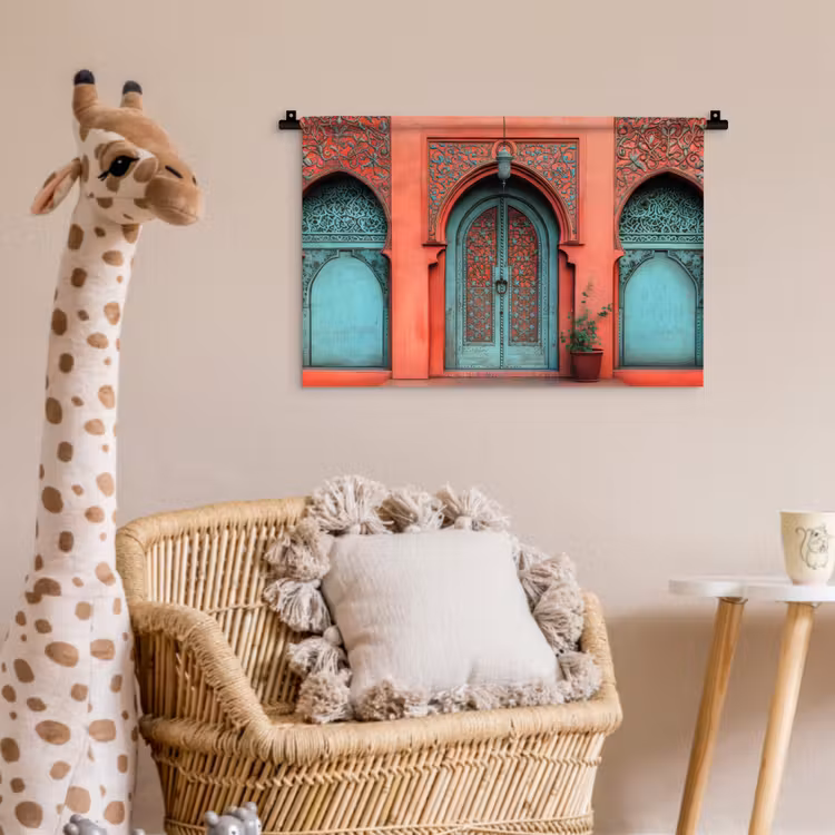 Wandkleed - Lantaarn - Deur - Turquoise — 5