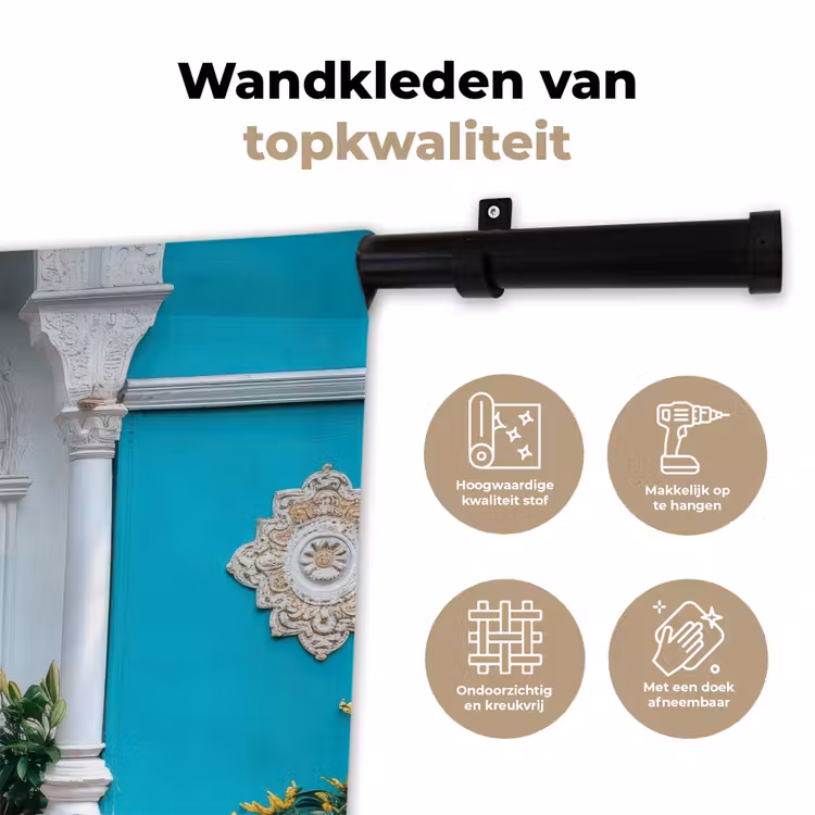 Wandkleed - Zuilen - Sierlijke - Deur - Blauw — 3