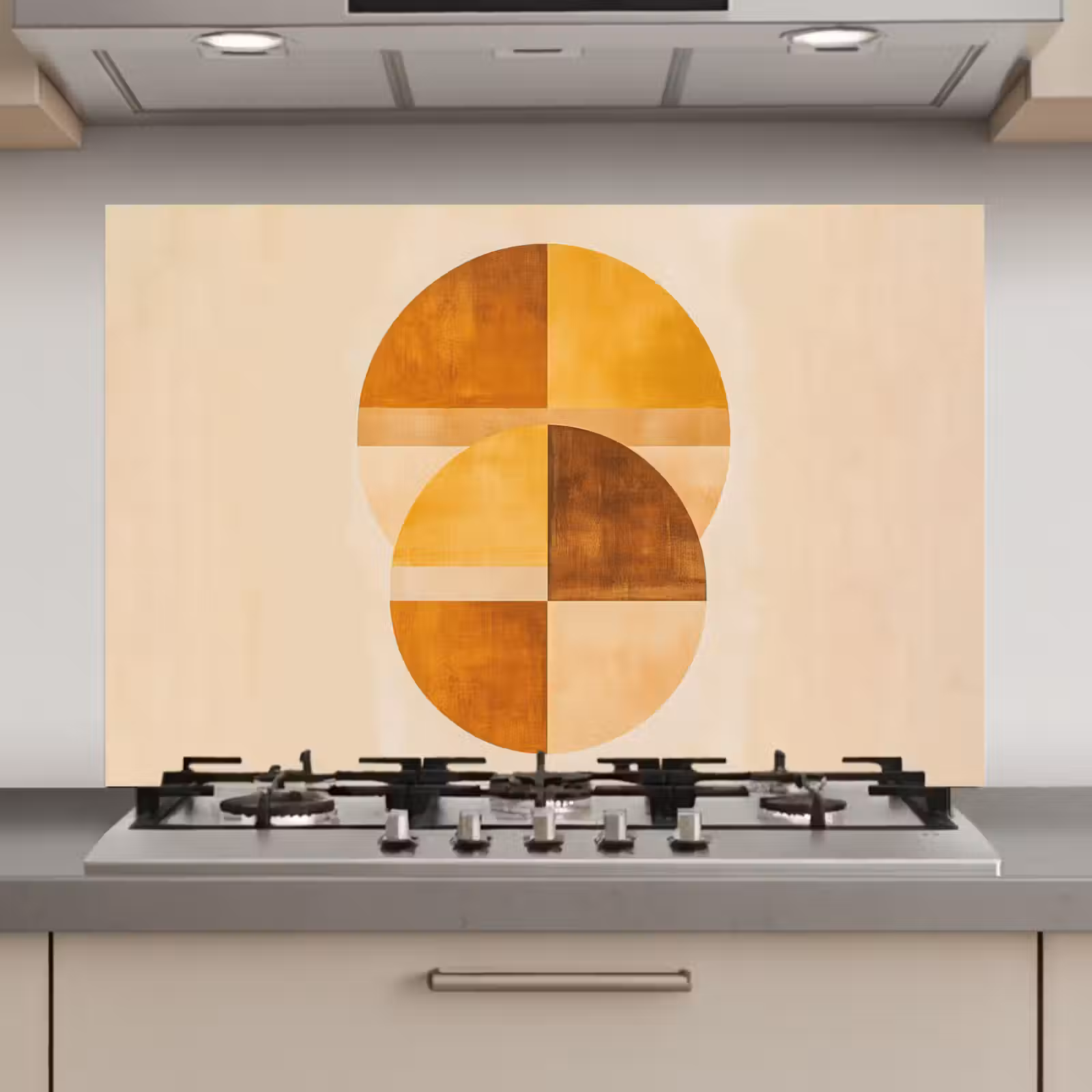 Spatscherm keuken - Cirkels - Geel - Minimalistisch — 1