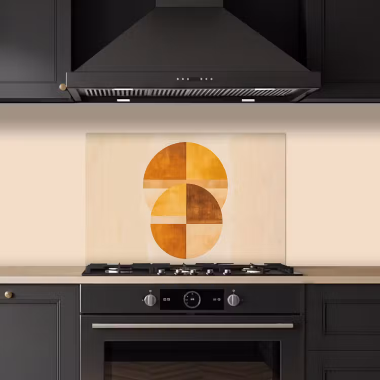 Spatscherm keuken - Cirkels - Geel - Minimalistisch — 2