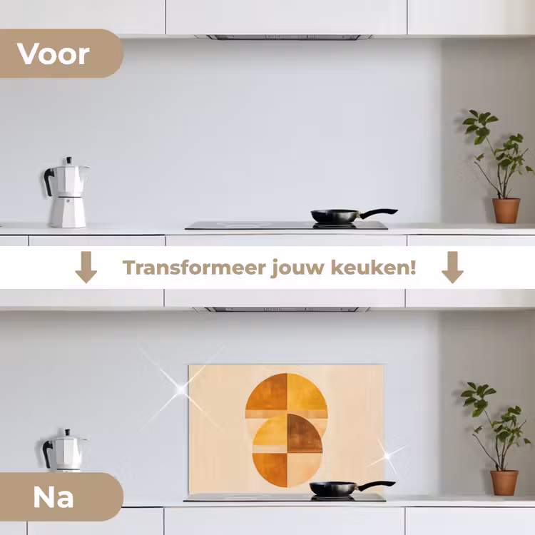 Spatscherm keuken - Cirkels - Geel - Minimalistisch — 3