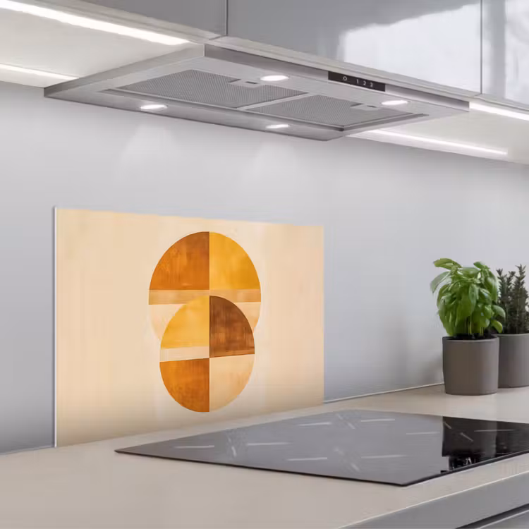 Spatscherm keuken - Cirkels - Geel - Minimalistisch — 5