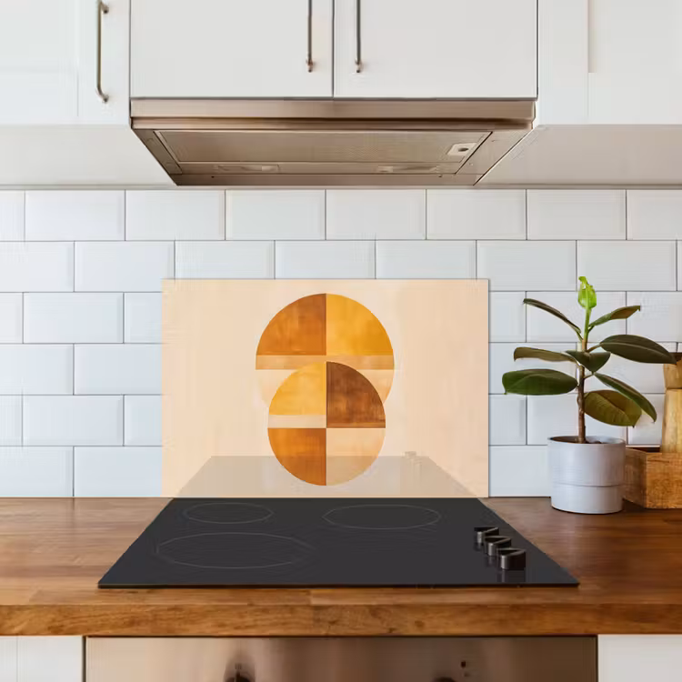 Spatscherm keuken - Cirkels - Geel - Minimalistisch — 6