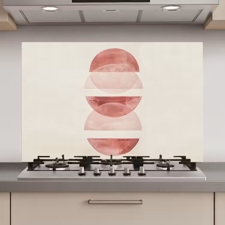 Spatscherm keuken - Minimalistisch - Cirkels - Roze — 1