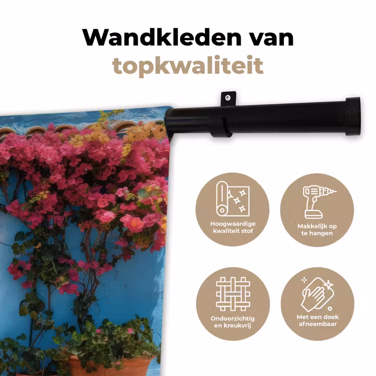 Wandkleed - Deur - Hout - Bloemen - Blauw — 3
