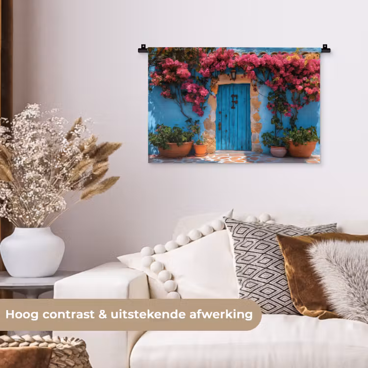 Wandkleed - Deur - Hout - Bloemen - Blauw — 4