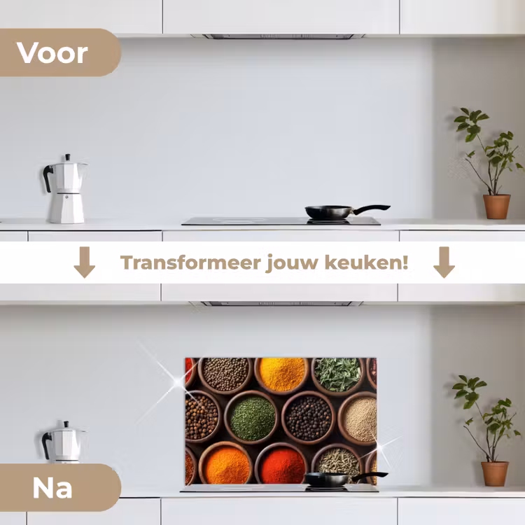 Spatscherm keuken - Bakjes - Hout - Kruiden - Kleurrijk — 3