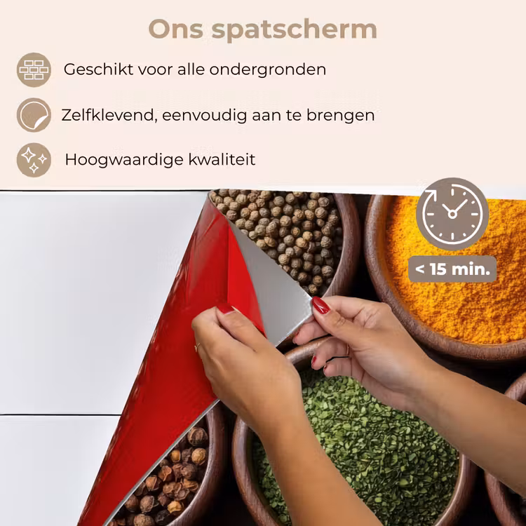 Spatscherm keuken - Bakjes - Hout - Kruiden - Kleurrijk — 4