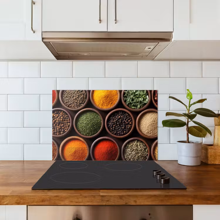 Spatscherm keuken - Bakjes - Hout - Kruiden - Kleurrijk — 6