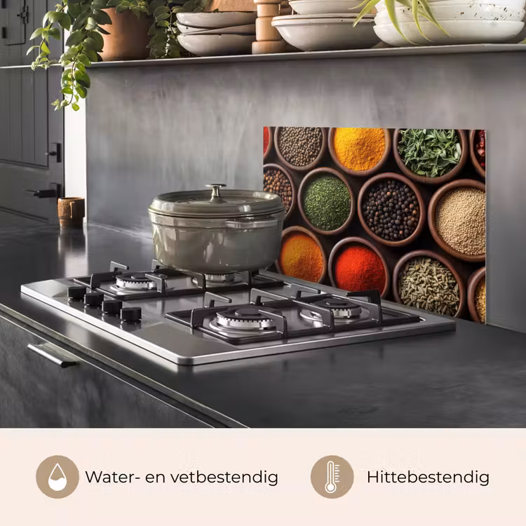Spatscherm keuken - Bakjes - Hout - Kruiden - Kleurrijk — 7