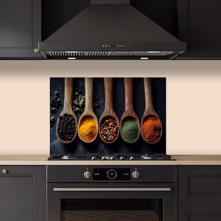 Spatscherm keuken - Houten - Lepels - Specerijen - Kruiden — 2