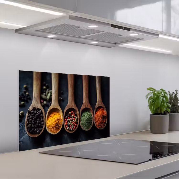 Spatscherm keuken - Houten - Lepels - Specerijen - Kruiden — 5