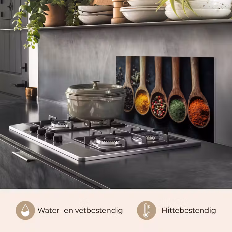 Spatscherm keuken - Houten - Lepels - Specerijen - Kruiden — 7