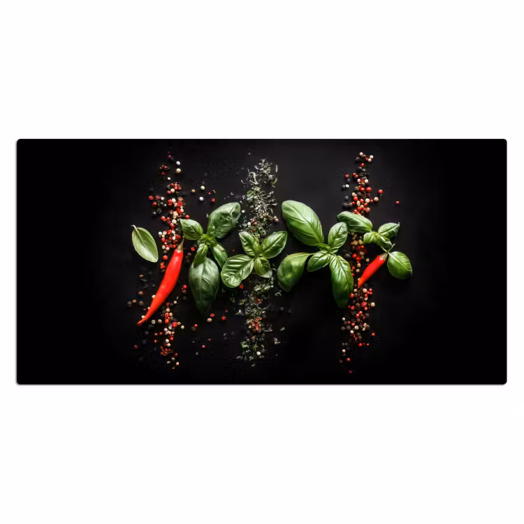 Bureau onderlegger - Chilipepers - Basilicum - Blaadjes - Rood — 1