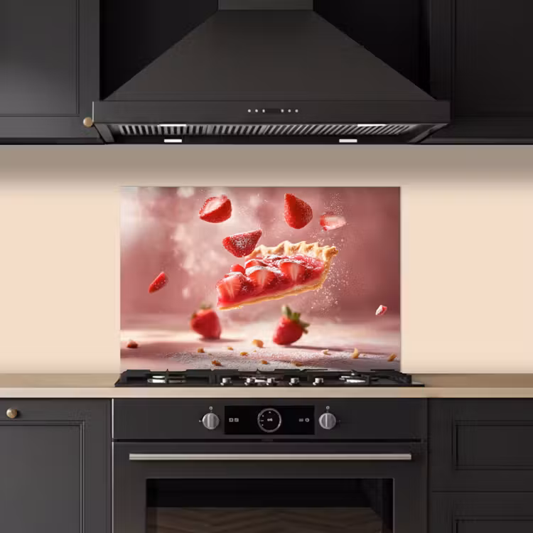 Spatscherm keuken - Aardbei - Taart- Eten - Roze — 2