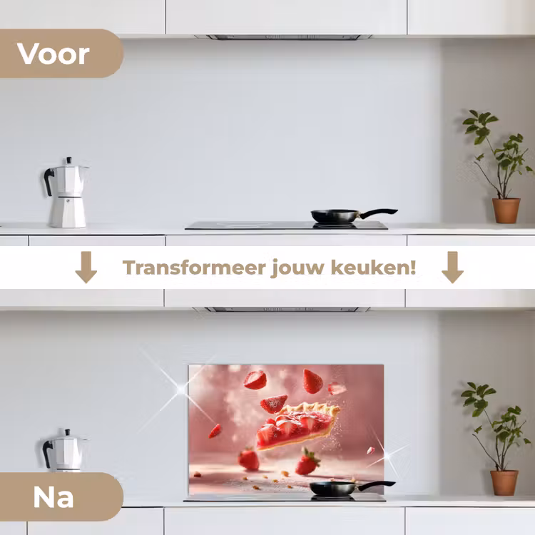 Spatscherm keuken - Aardbei - Taart- Eten - Roze — 3