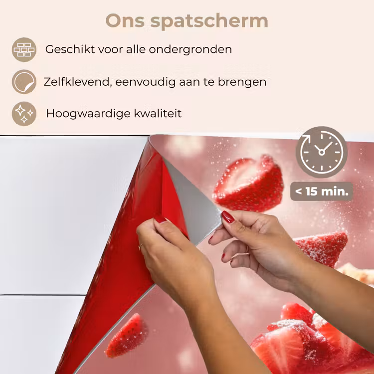 Spatscherm keuken - Aardbei - Taart- Eten - Roze — 4