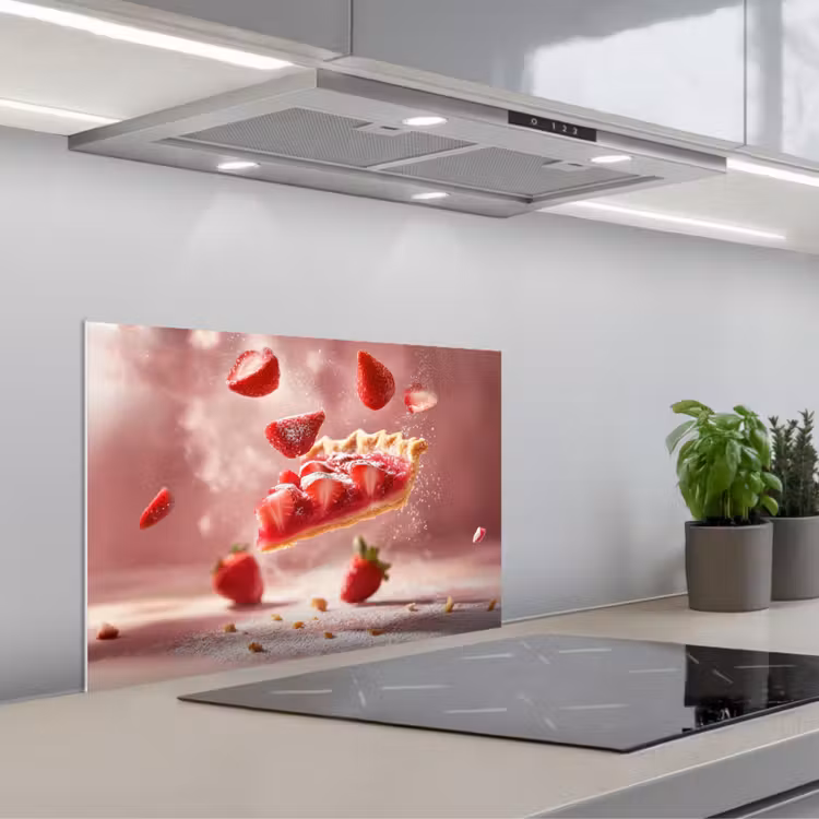 Spatscherm keuken - Aardbei - Taart- Eten - Roze — 5
