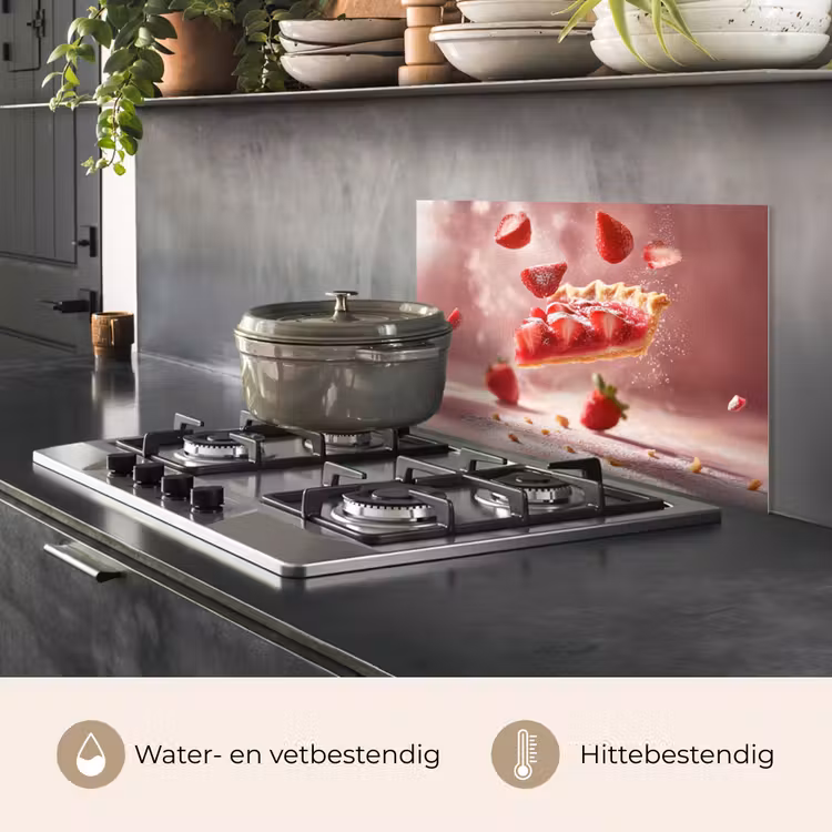 Spatscherm keuken - Aardbei - Taart- Eten - Roze — 7