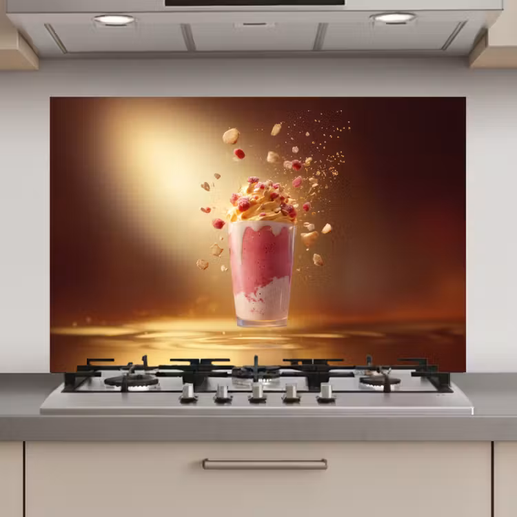 Spatscherm keuken - Framboos - Smoothie - Drinken - Roze — 1