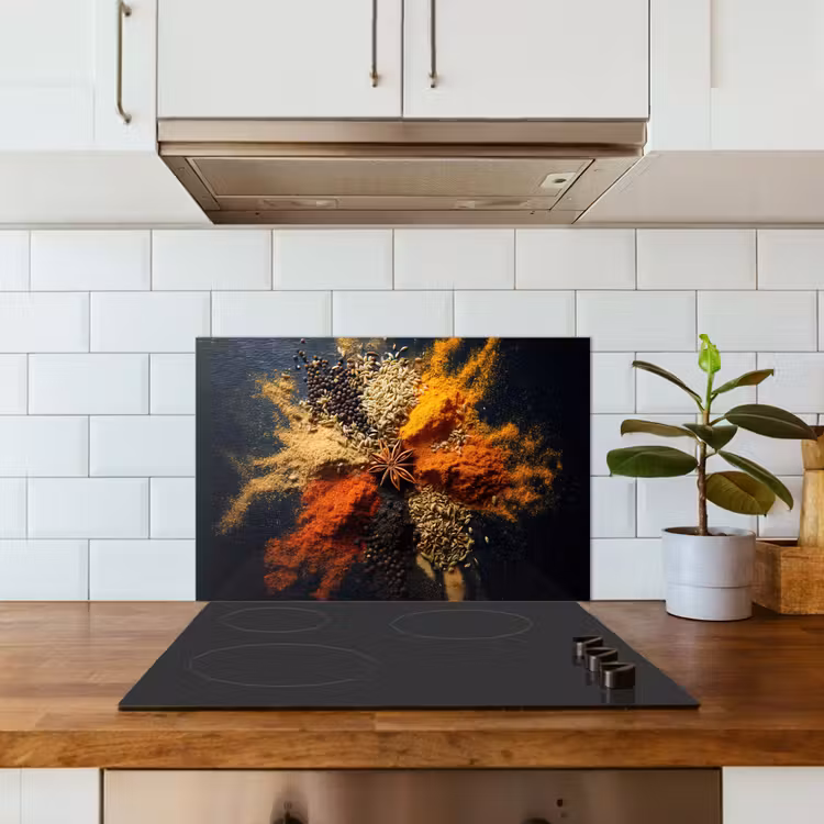Spatscherm keuken - Specerijen - Explosie - Oranje — 6