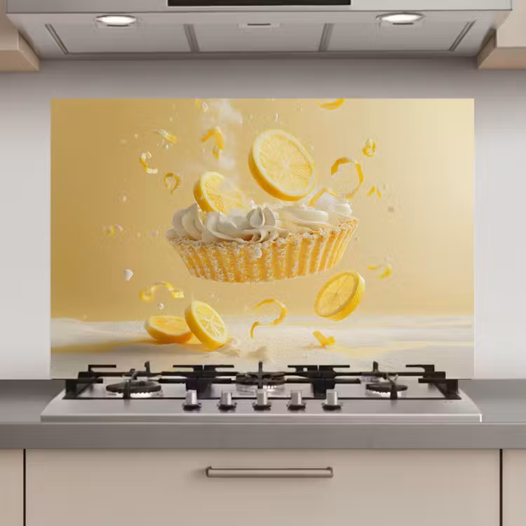 Spatscherm keuken - Citroen - Taart - Eten - Geel — 1
